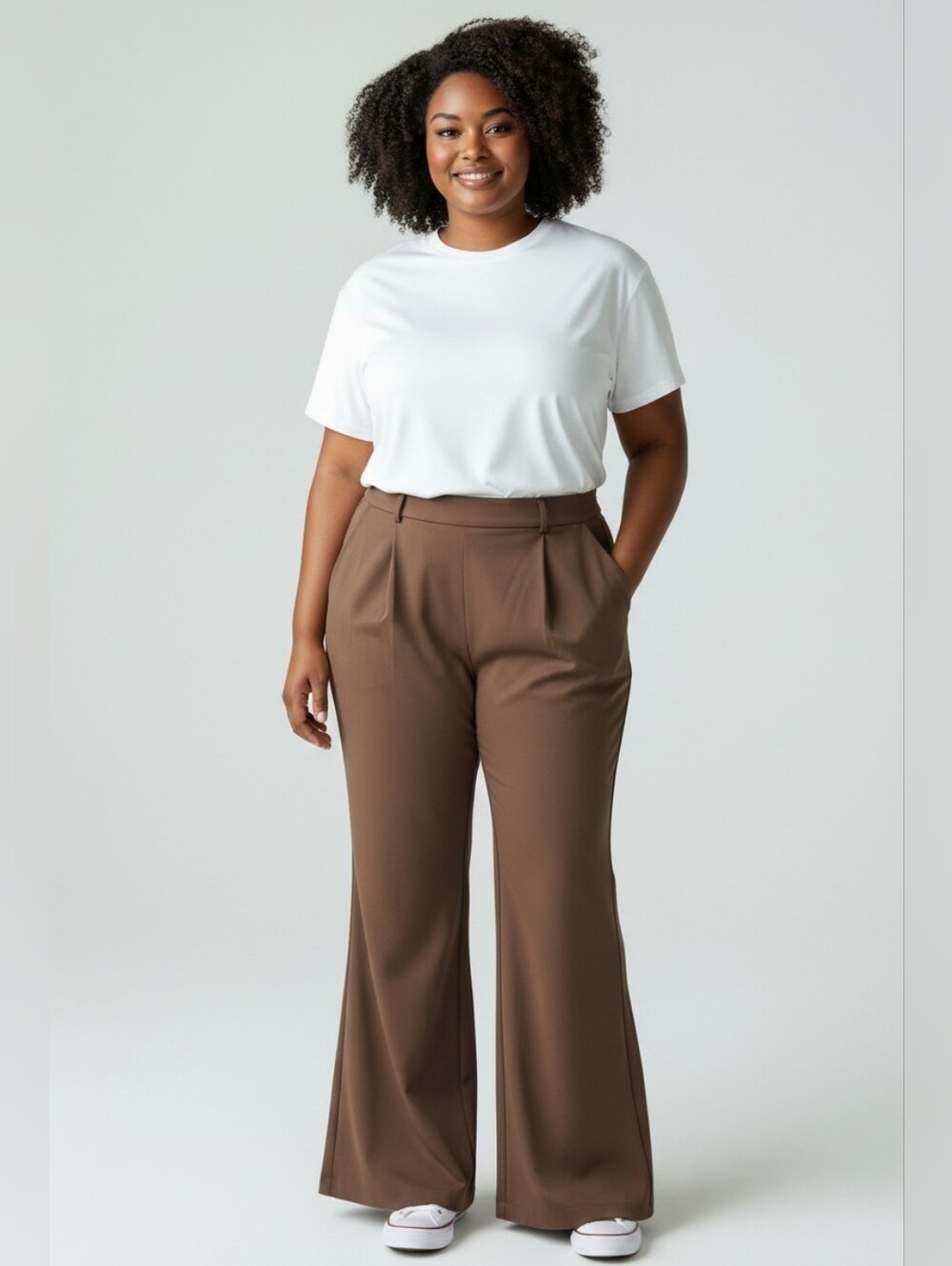 Halara Brown Wide Leg Trouser Pants Women’s Medium Regular Stretch